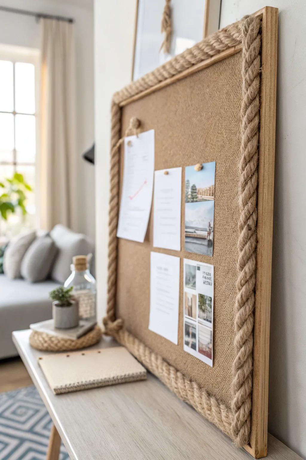 Add a touch of rustic charm with a jute rope border.