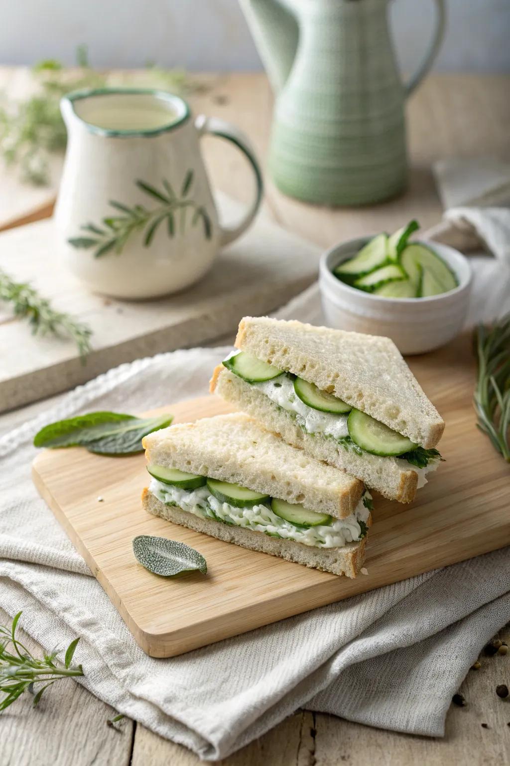 Add a burst of flavor with herb-infused cucumber sandwiches.