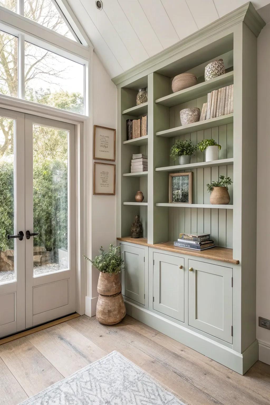 Reach new heights in storage with tall, sleek shelving units. 📚 #SmallSpaceSolutions #VerticalDesign