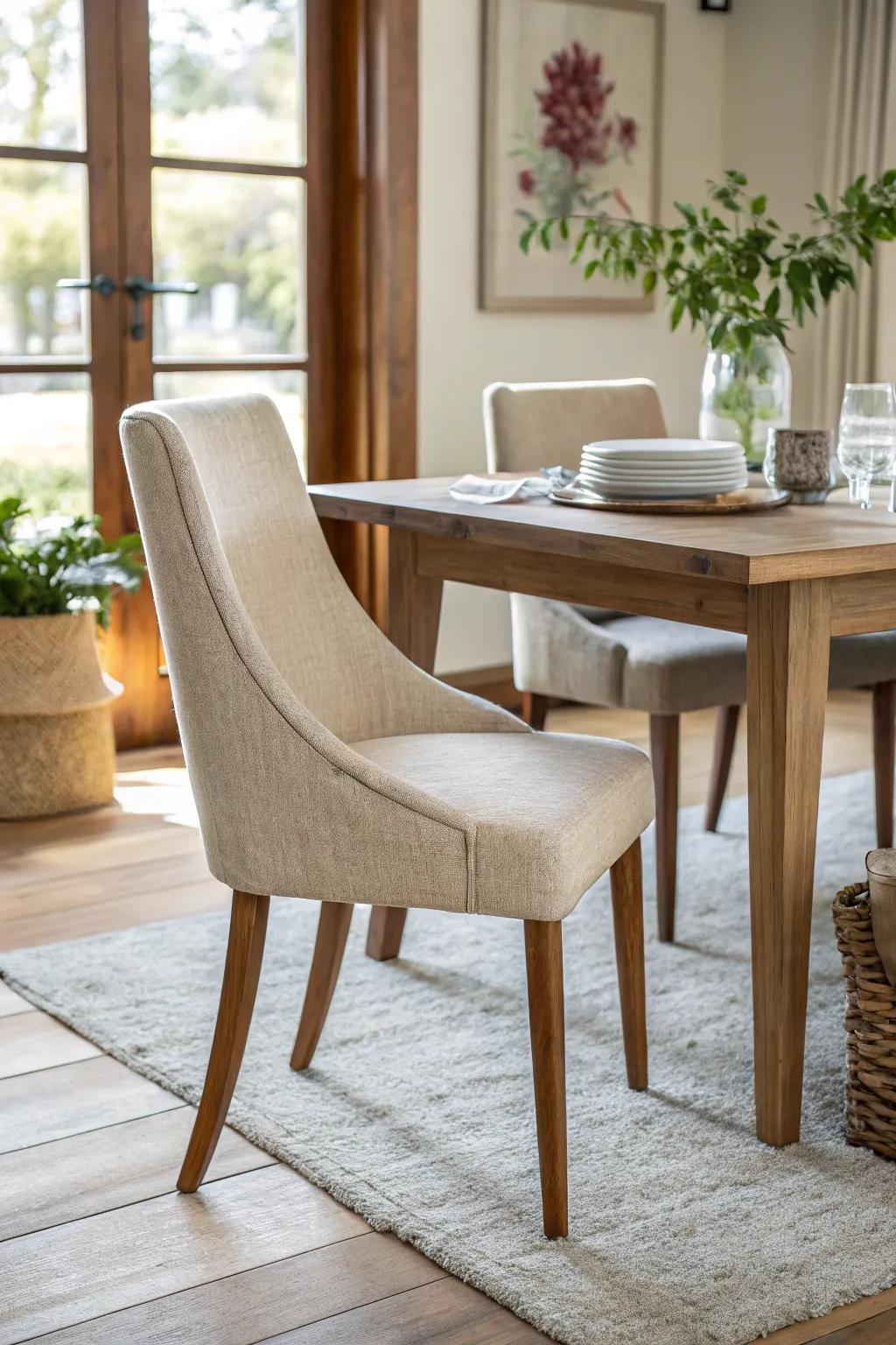Embrace elegance with neutral upholstery that offers versatility and timeless appeal.