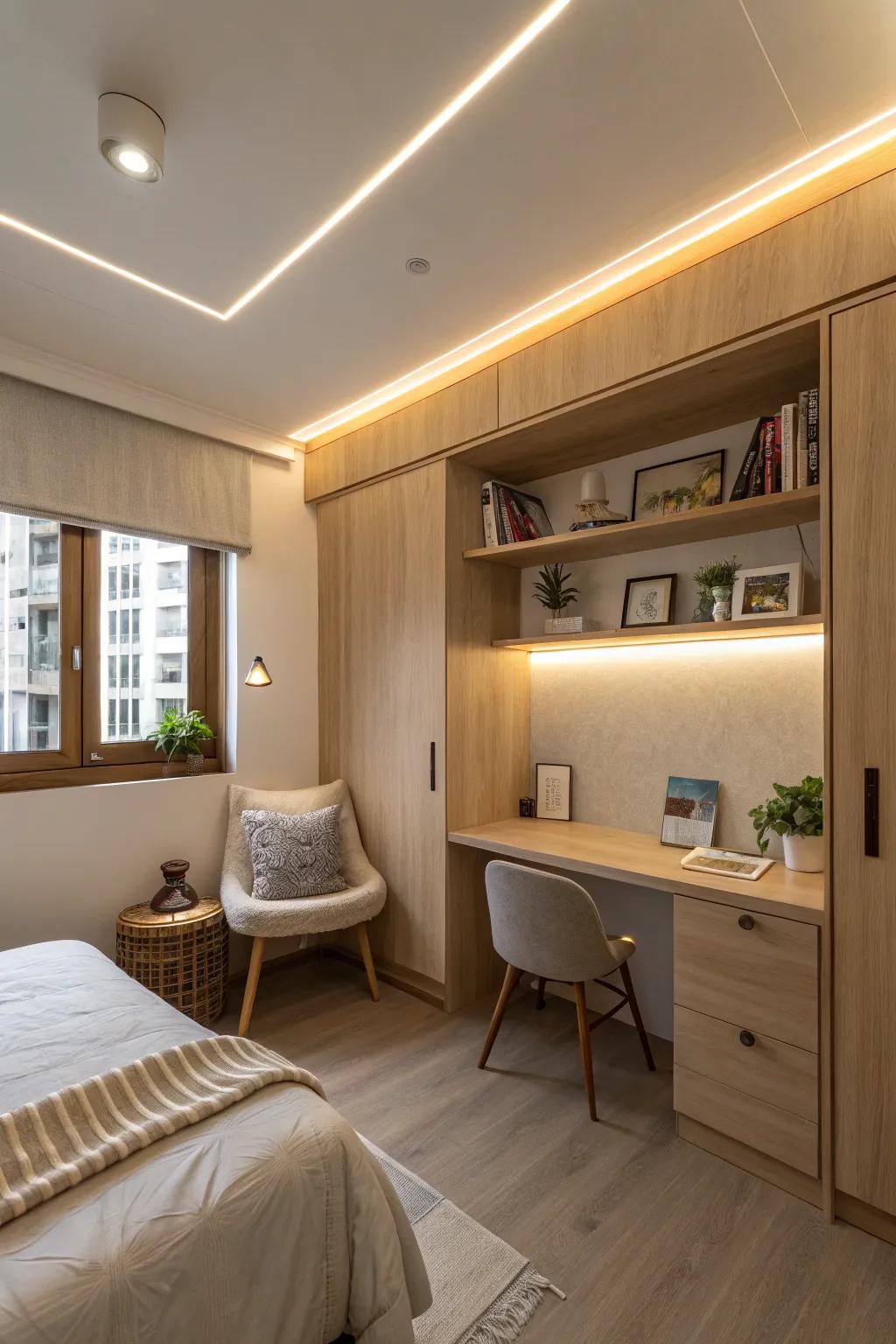 Add a modern flair to your dorm with versatile LED strip lighting.