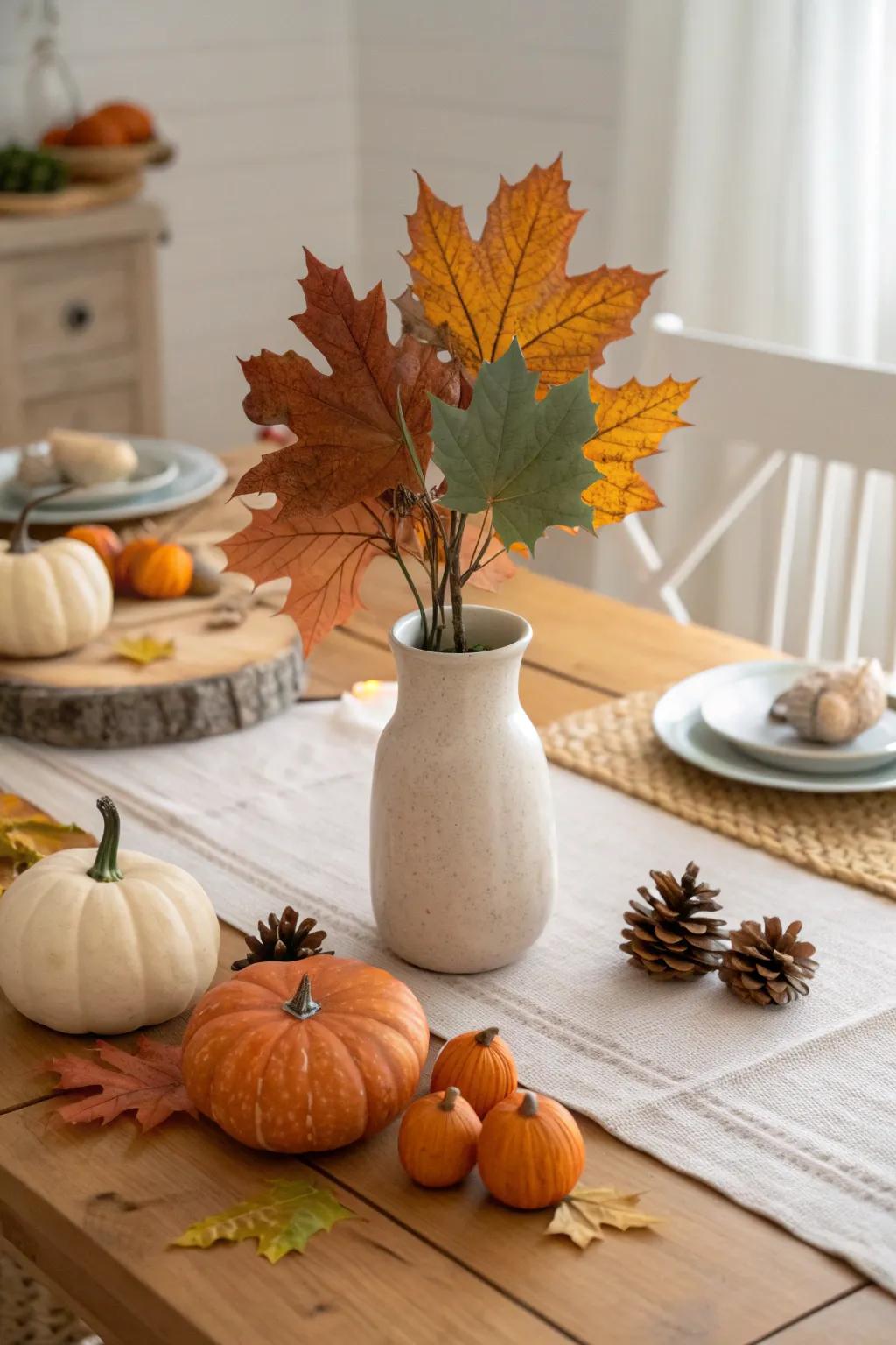 Bring the beauty of fall indoors with stunning autumn leaf centerpieces.