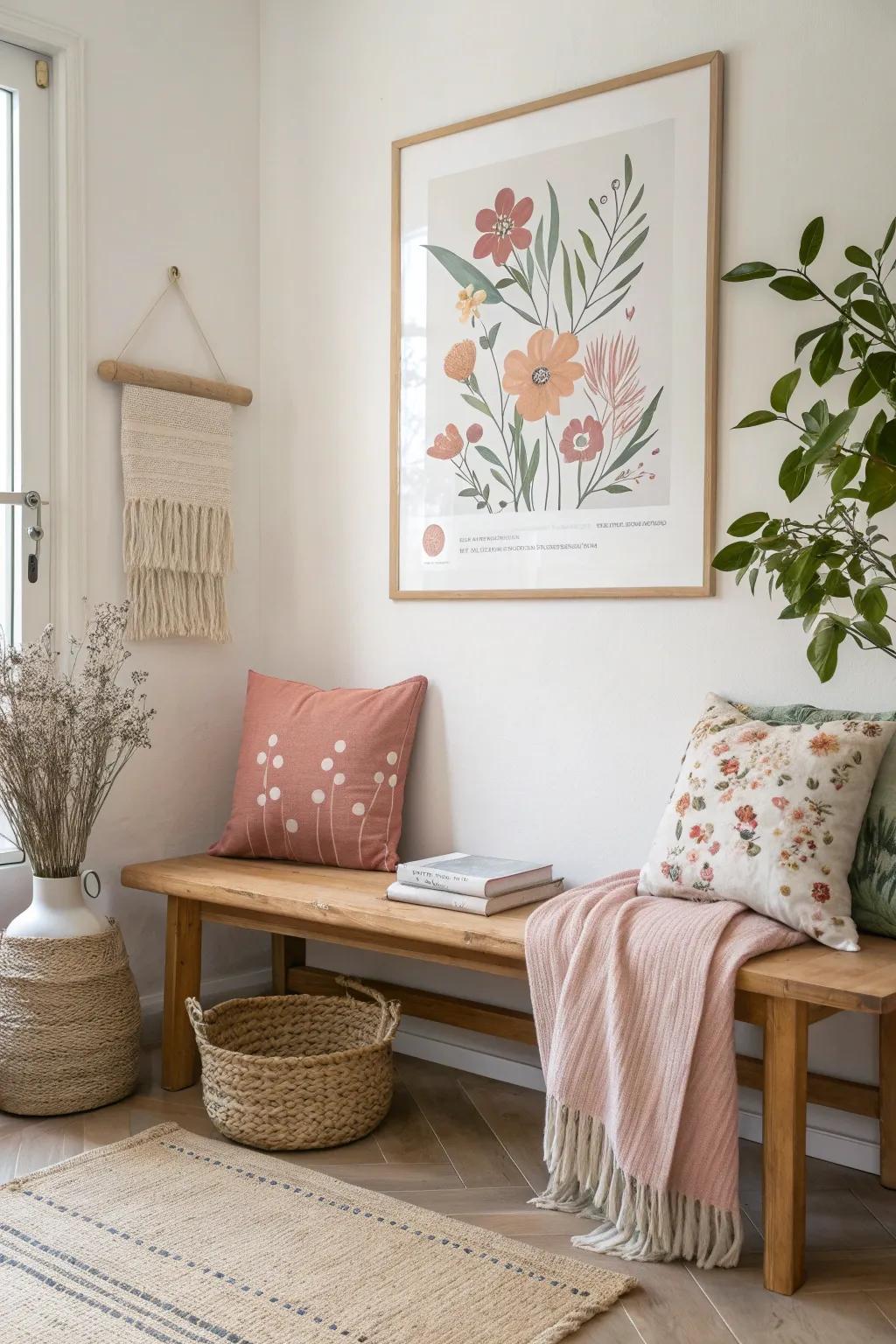 Harmonize your space by echoing your poster's colors in your decor.