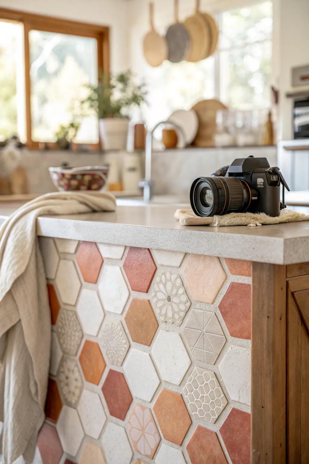 Unleash your creativity with geometric patterns that turn your kitchen island into a conversation starter.