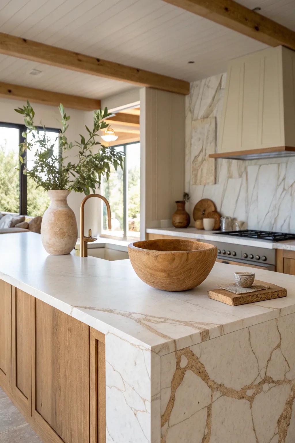 Marble islands bring a luxurious touch to your kitchen, transforming it into an elegant centerpiece. #LuxuryKitchen #InteriorDesign