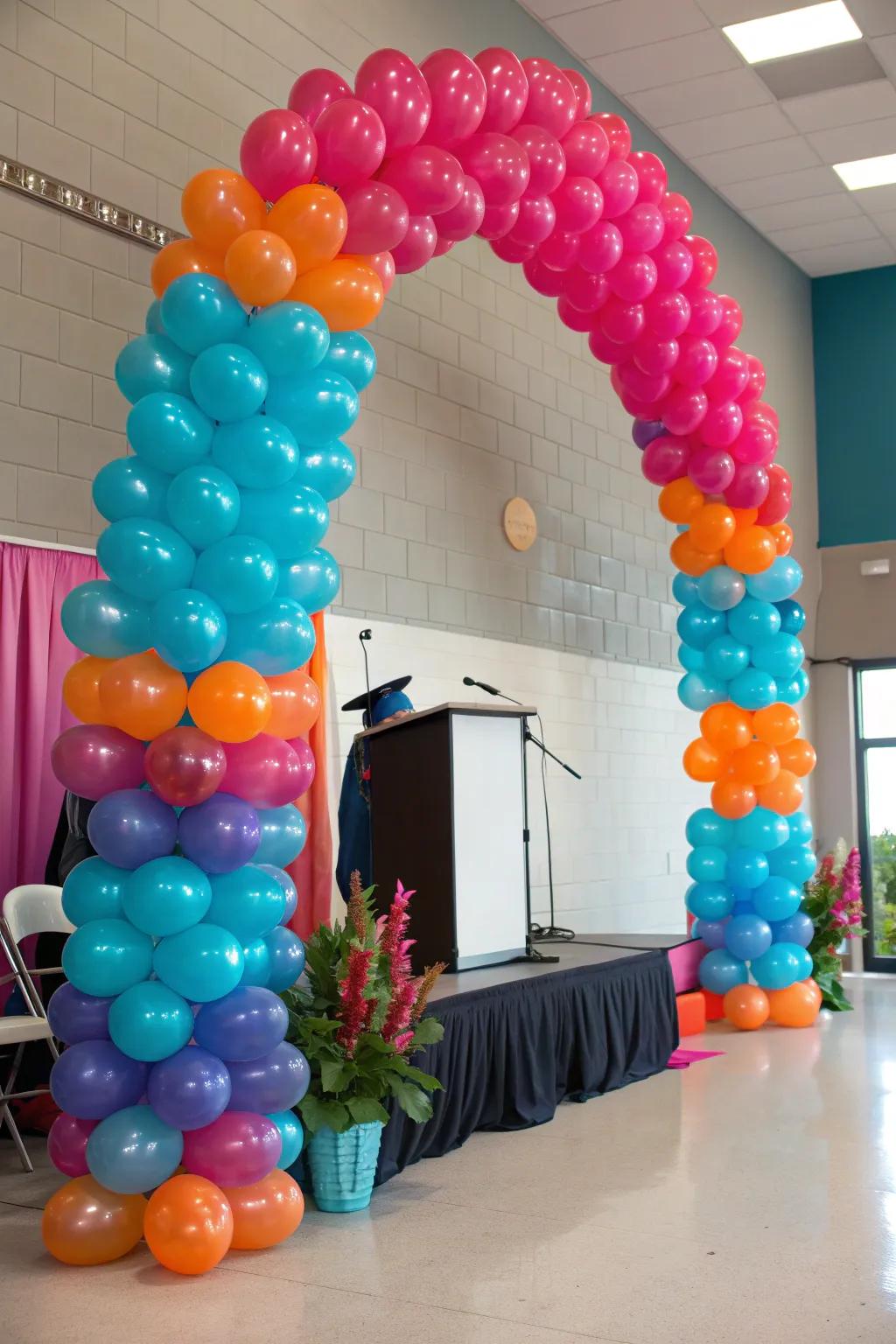 Balloon arches add a festive touch that instantly transforms any space into a celebration zone. 🎈 #BalloonDecor #GraduationParty
