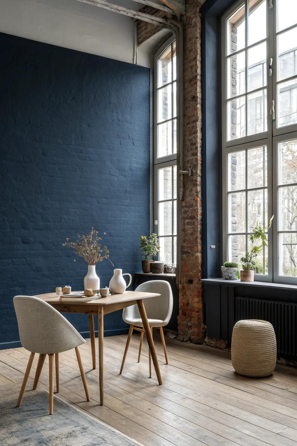 Dark accent walls add drama and elegance to any loft setting.