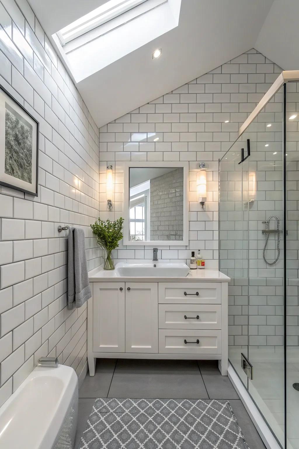 Elevate your space with vertical subway tiles, adding subtle height and elegance.