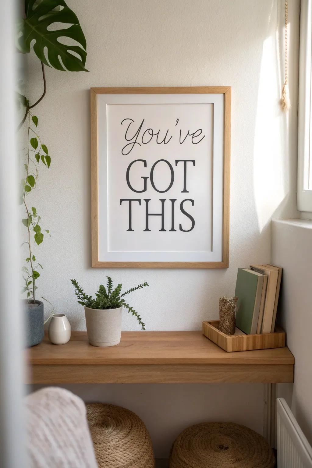 Let your walls speak motivation with quotes that uplift your spirit daily.