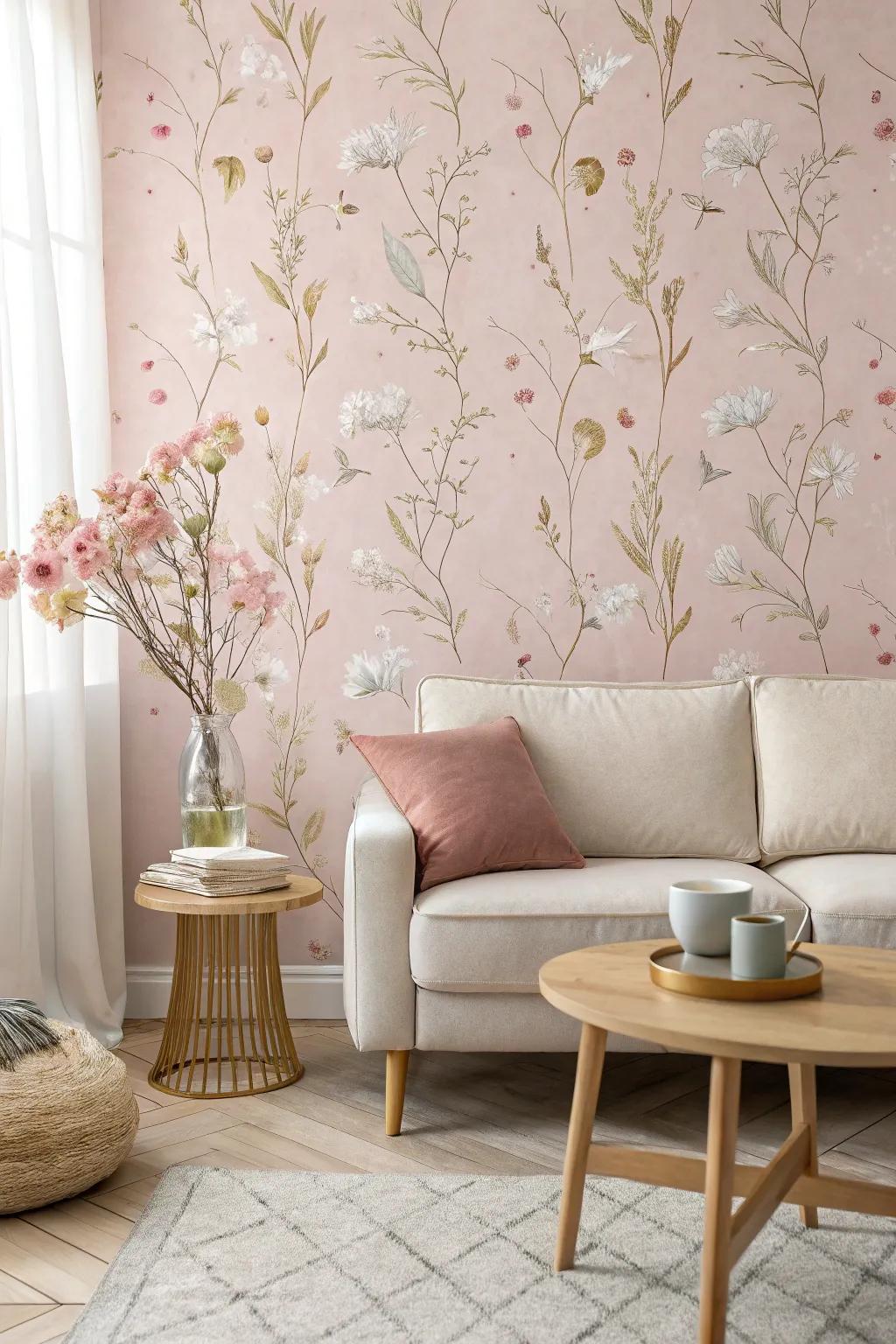 Delicate floral designs in pink create a serene and inviting atmosphere, perfect for any cozy corner of your home.