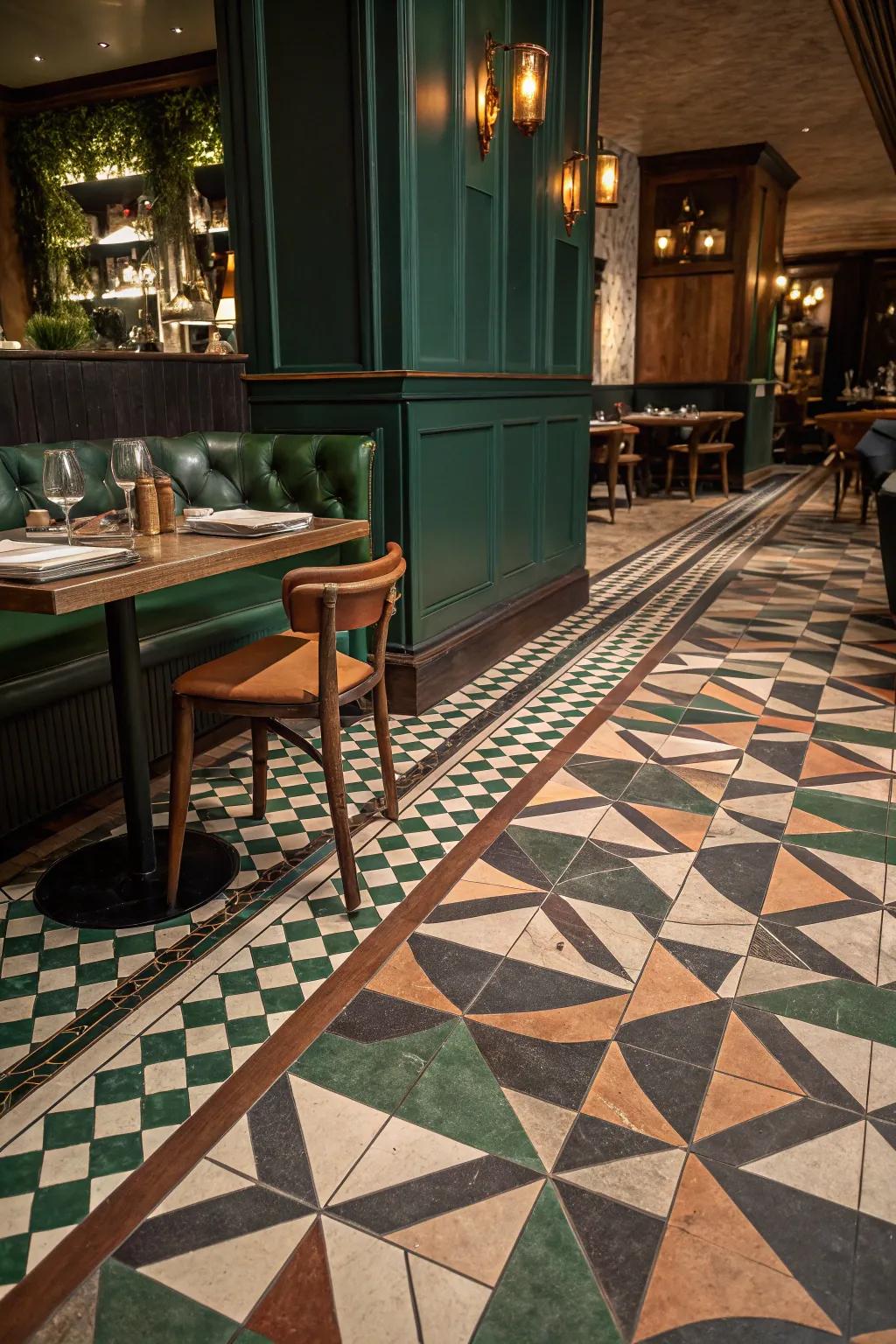 Let your floors do the talking with striking geometric tile designs.