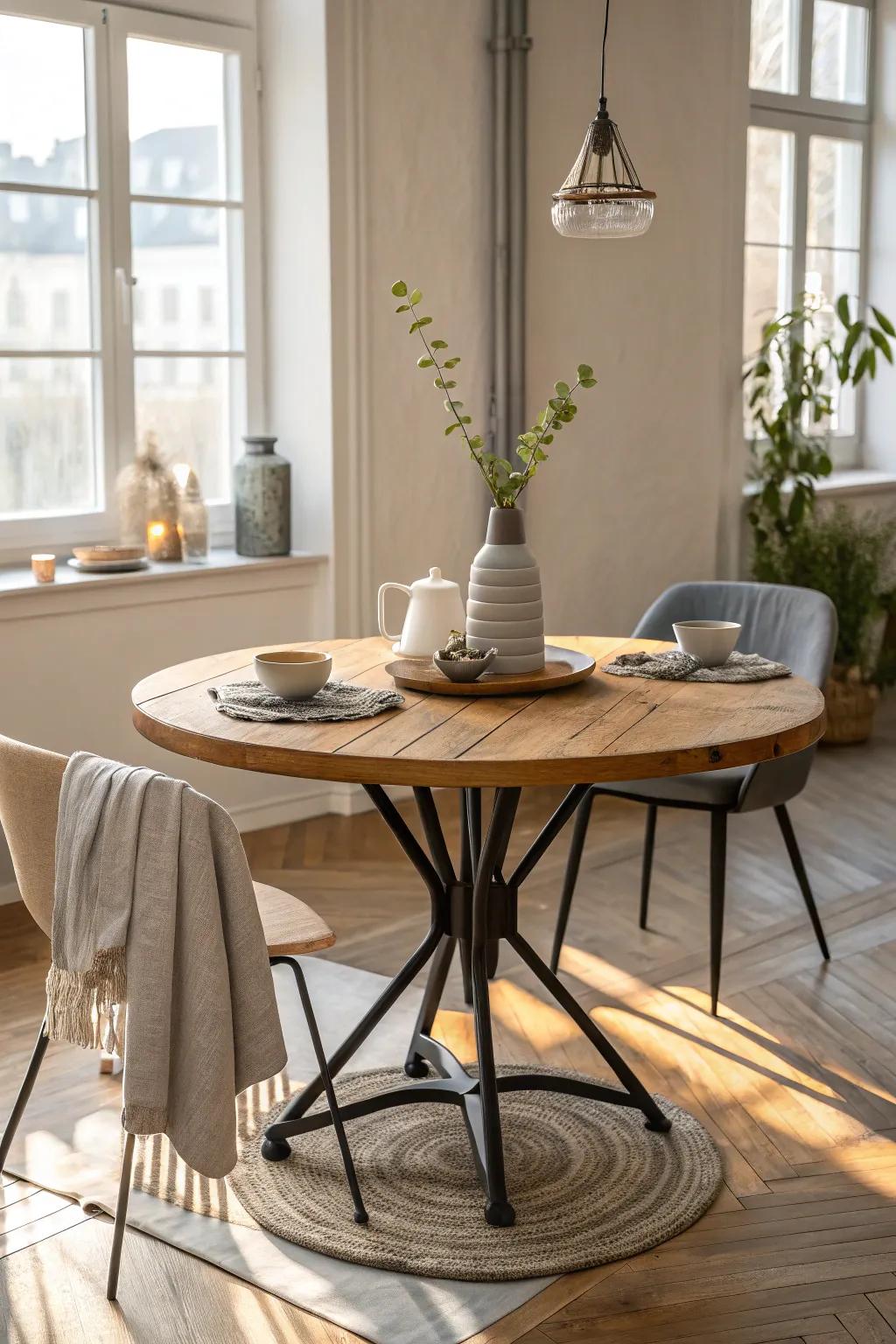 Bring an urban edge to your home with an industrial metal base that screams style.