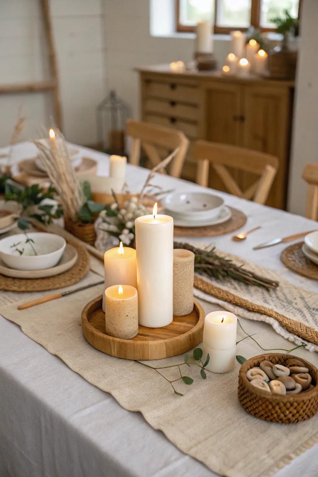 Candles add warmth and intimacy to your engagement party, casting a soft and romantic glow.
