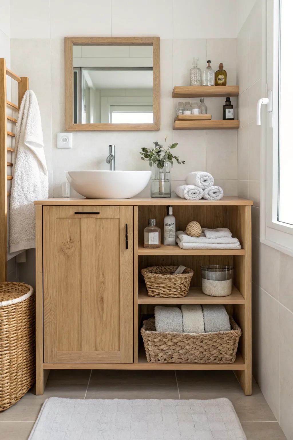 Unlock the hidden potential under your sink with clever storage solutions! #BathroomHacks #OrganizationMagic #SmallSpaceLiving