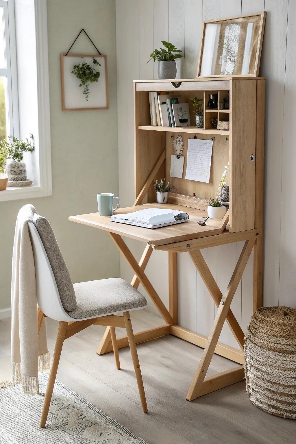 Fold away your workspace and free up valuable floor space without compromising on style.