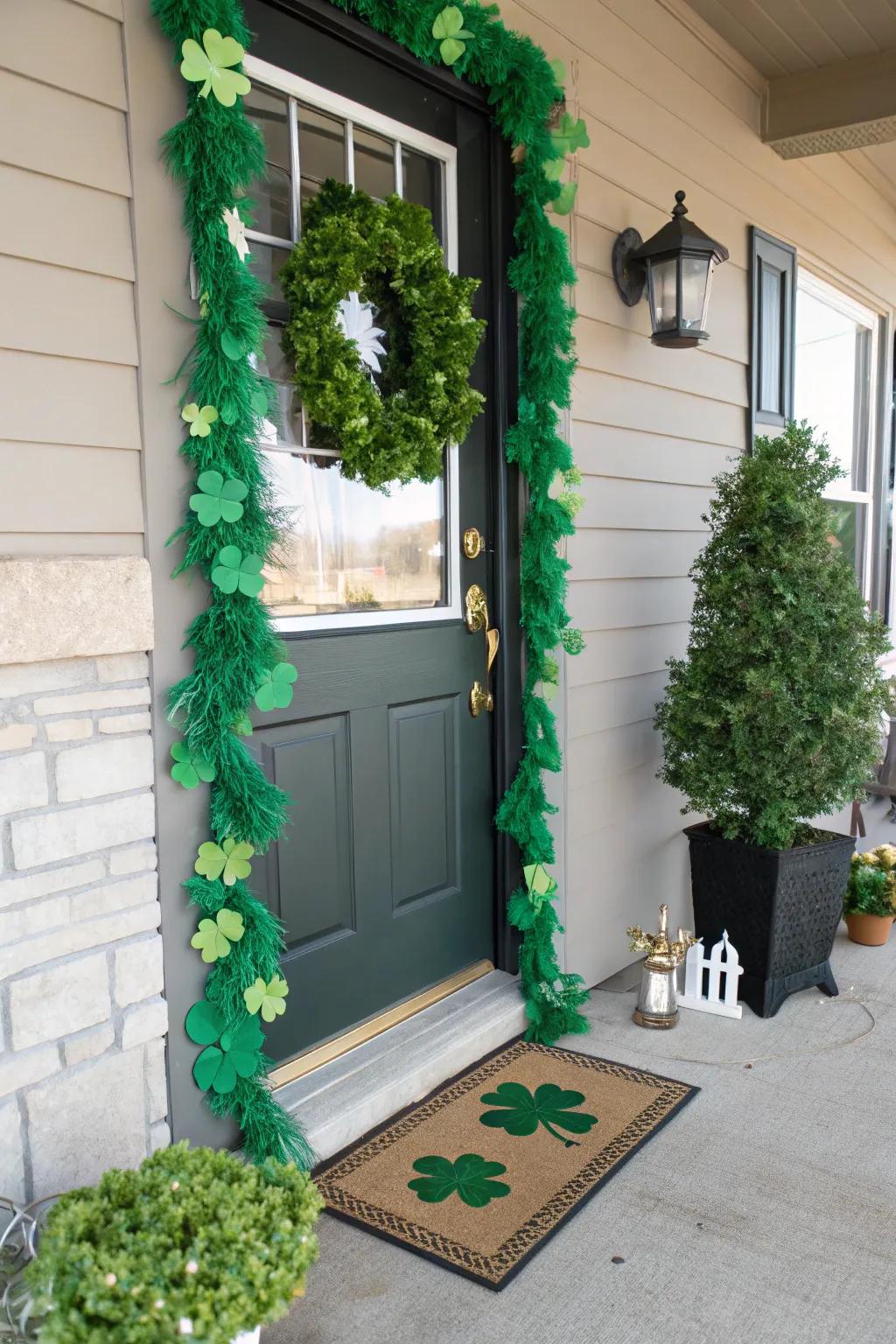 A shamrock garland adds a touch of luck and charm to your entryway.