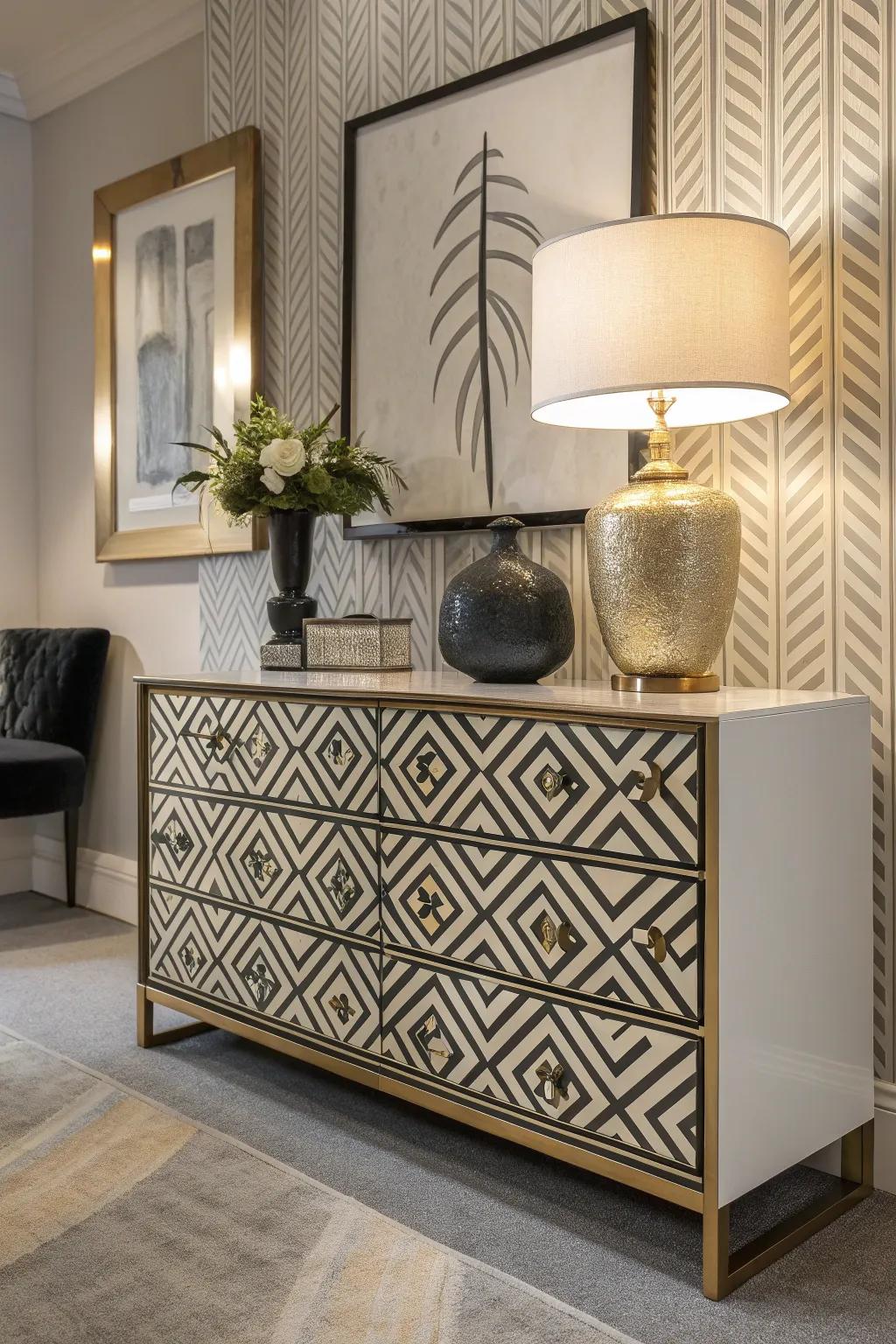 Add a contemporary edge to your decor with geometric patterns. #ModernDesign #HomeStyle