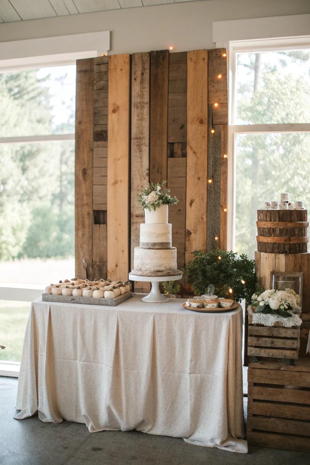 Create a rustic romance with wooden panels that add warmth and texture.