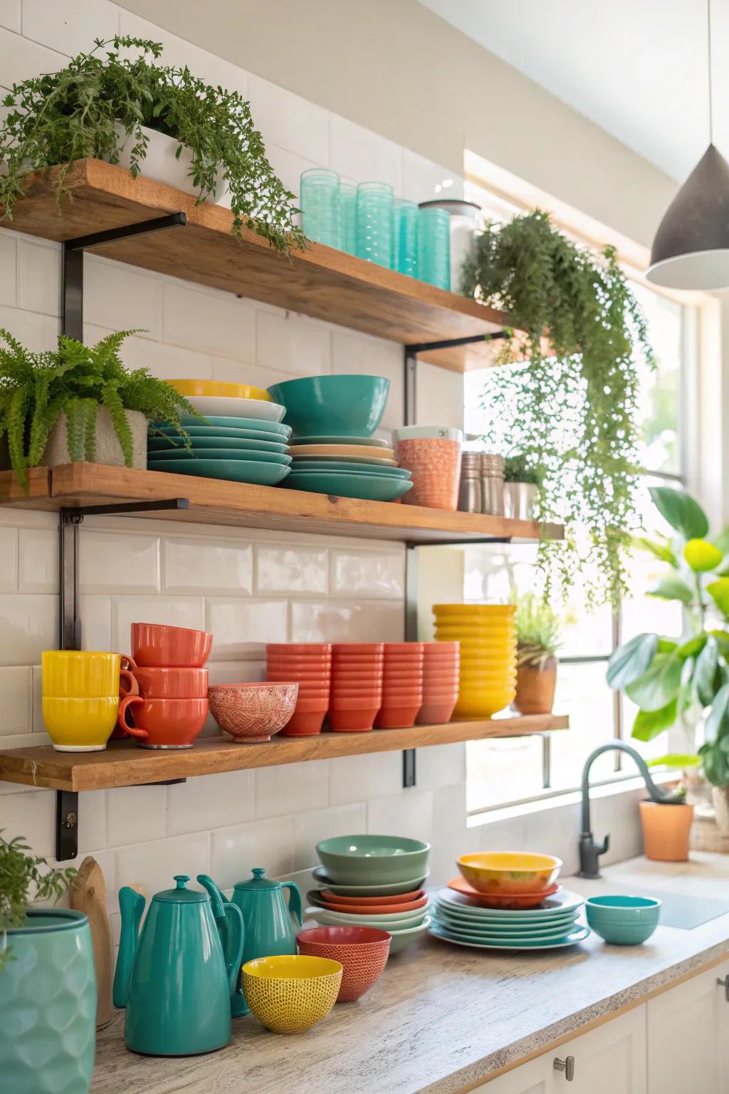 Combine style and function with open shelving that showcases your favorite kitchen items. 🌿 #KitchenStyle #Shelfie