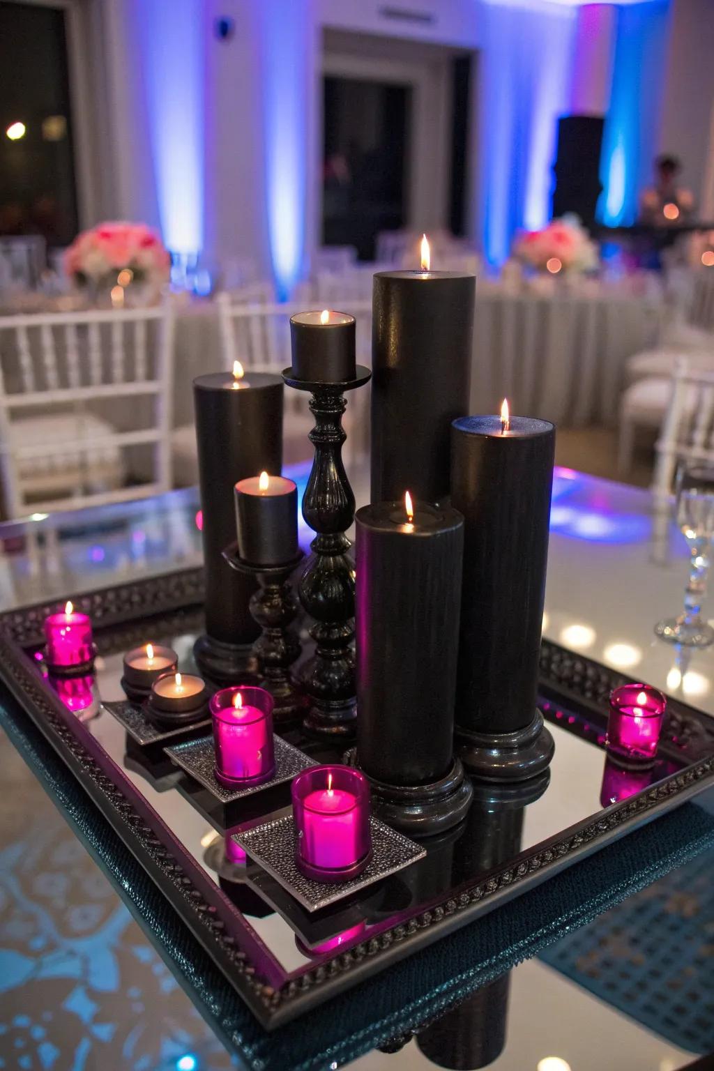 Set the mood with clustered candles that exude warmth and elegance. #Candlelight #WeddingInspiration