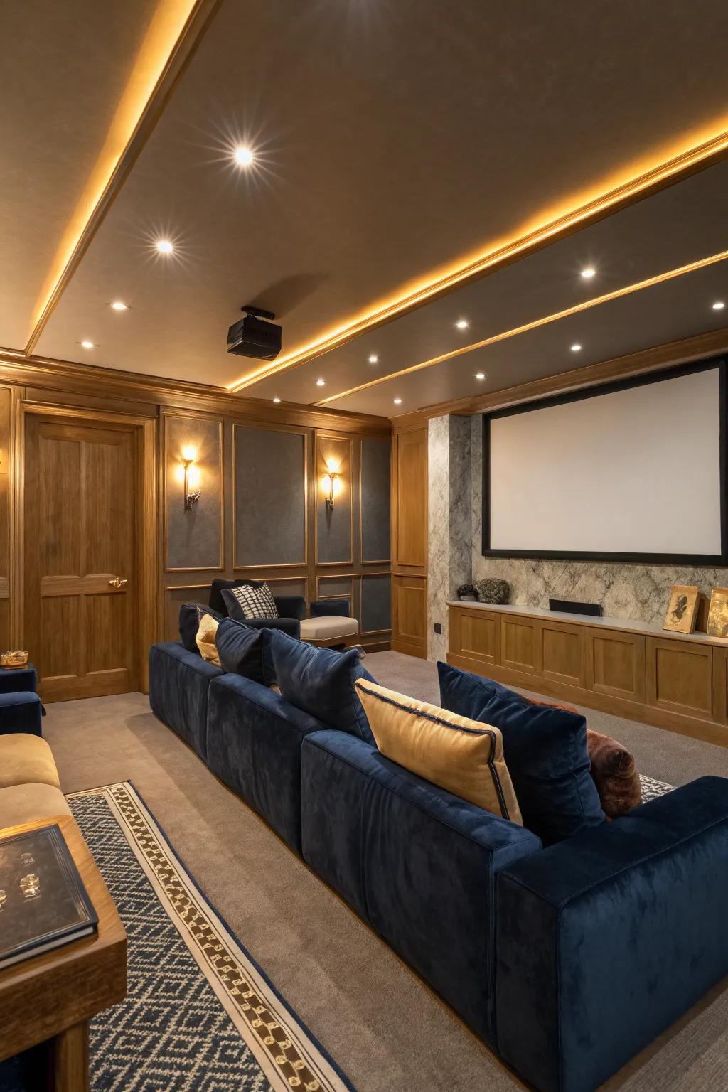 Set the mood with dimmable LED lights that bring your home theater to life. 🌟 #HomeTheater #LightingMagic