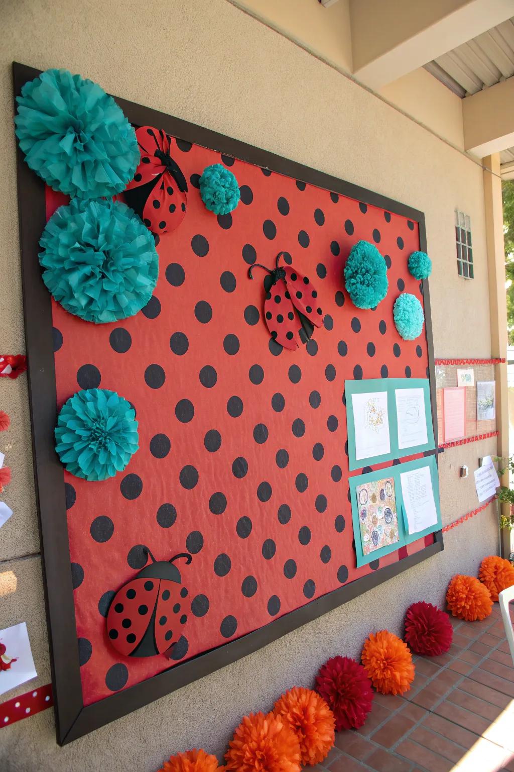Embrace charm and luck with a delightful ladybug-themed bulletin board. 🐞 #LadybugLove #BulletinBoardIdeas