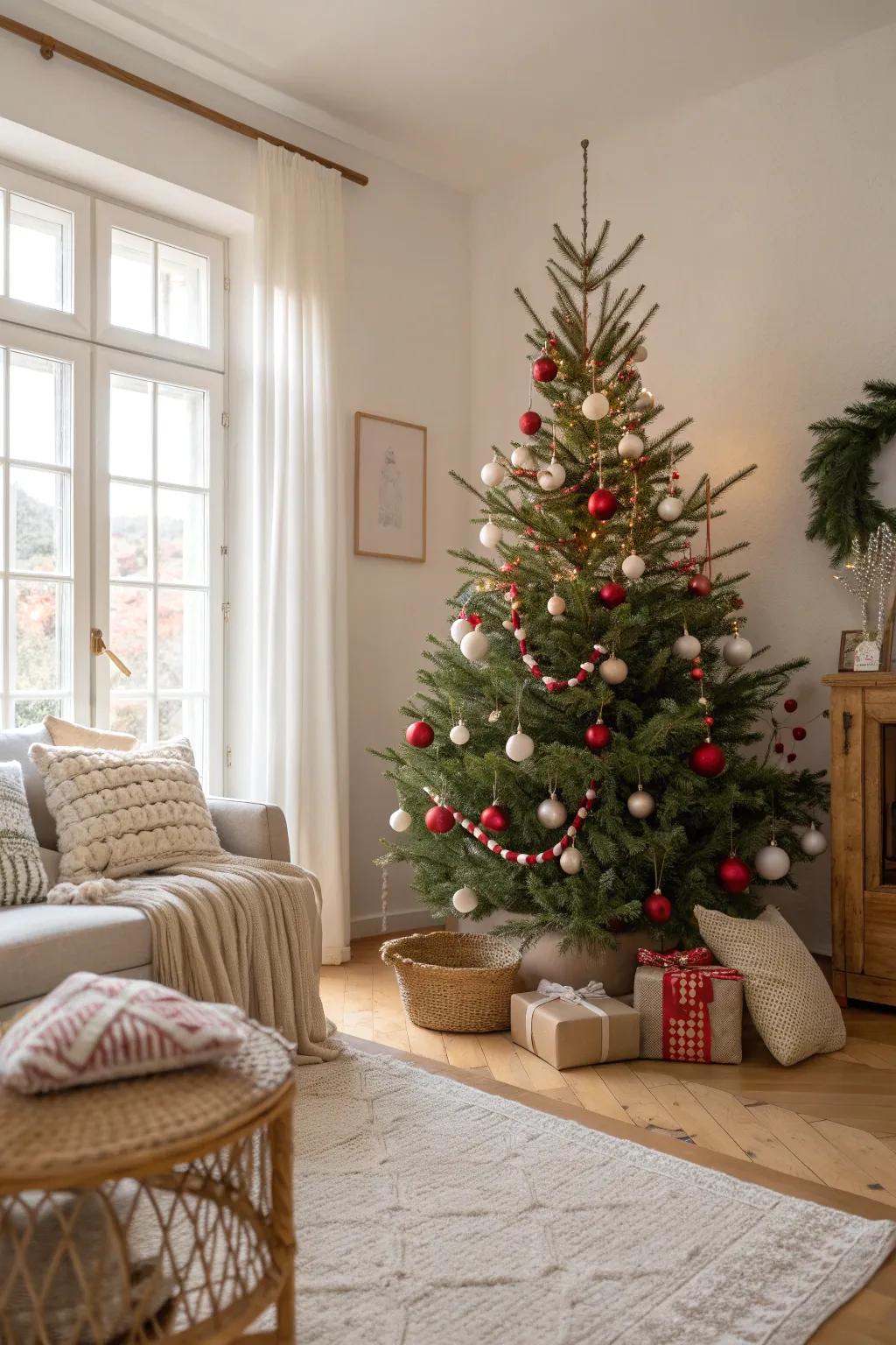 Transform your tree into a candy cane wonderland with red and white accents. #ChristmasDecor #TreeInspiration 🎄