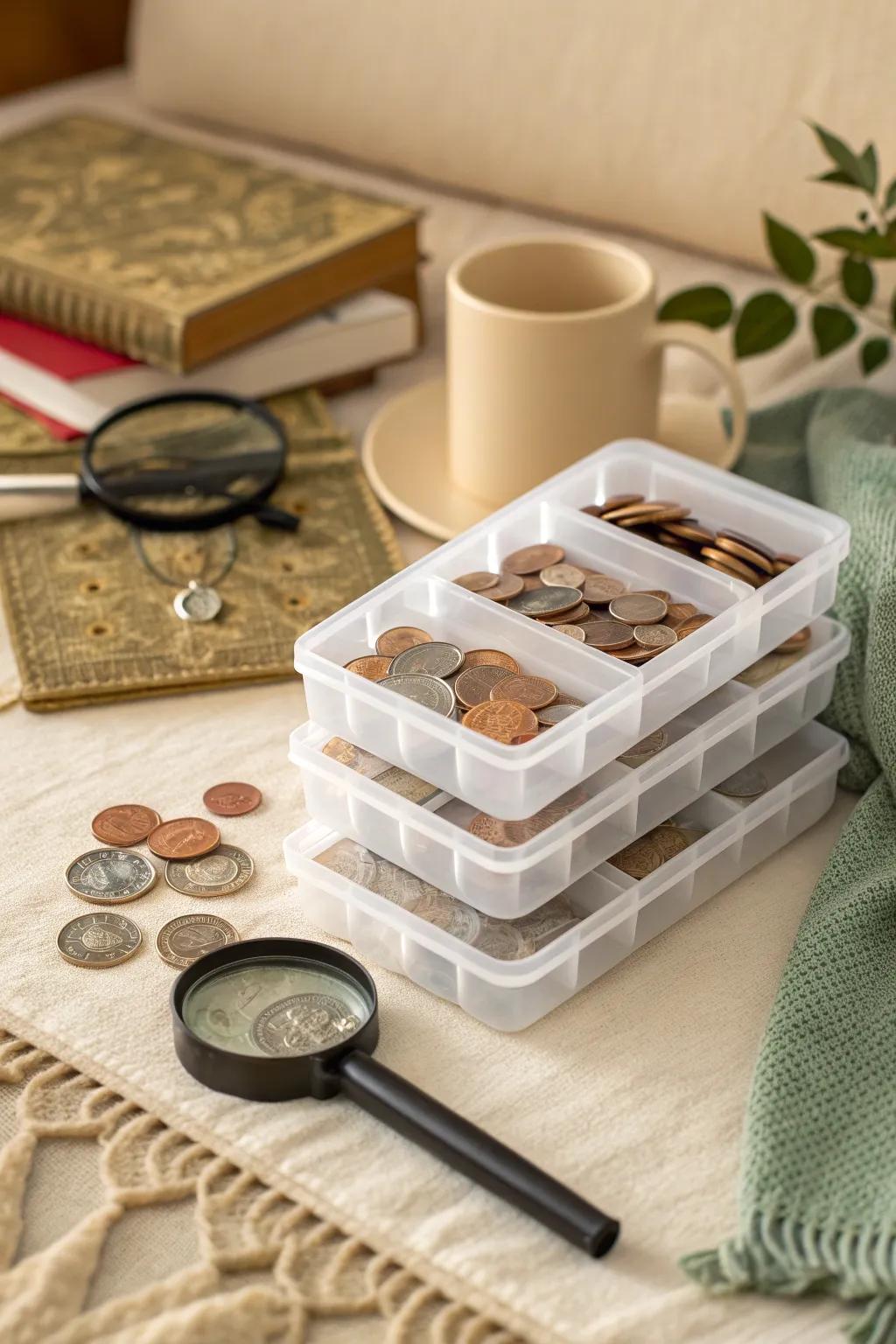 Maximize your storage space with stackable trays that keep your collection neat and tidy. 🏠 #CoinCollecting #StorageSolutions