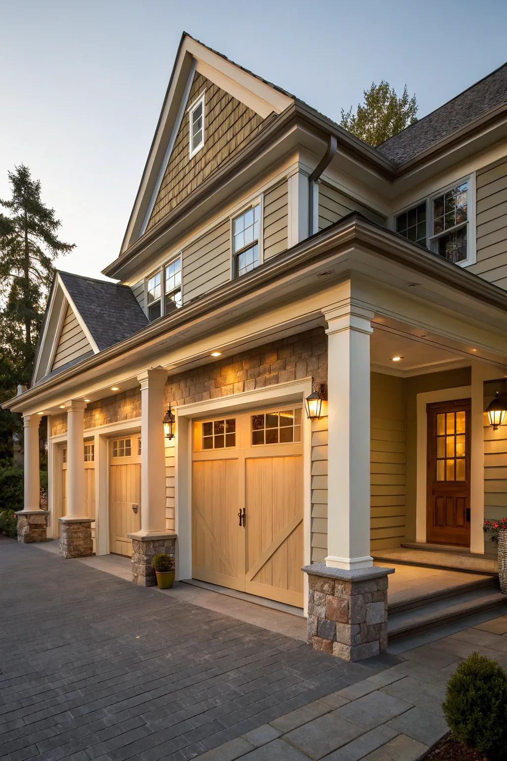 Elevate your home's entrance with a garage and portico that complements colonial elegance. 🚗🏡#GarageDesign #ColonialArchitecture
