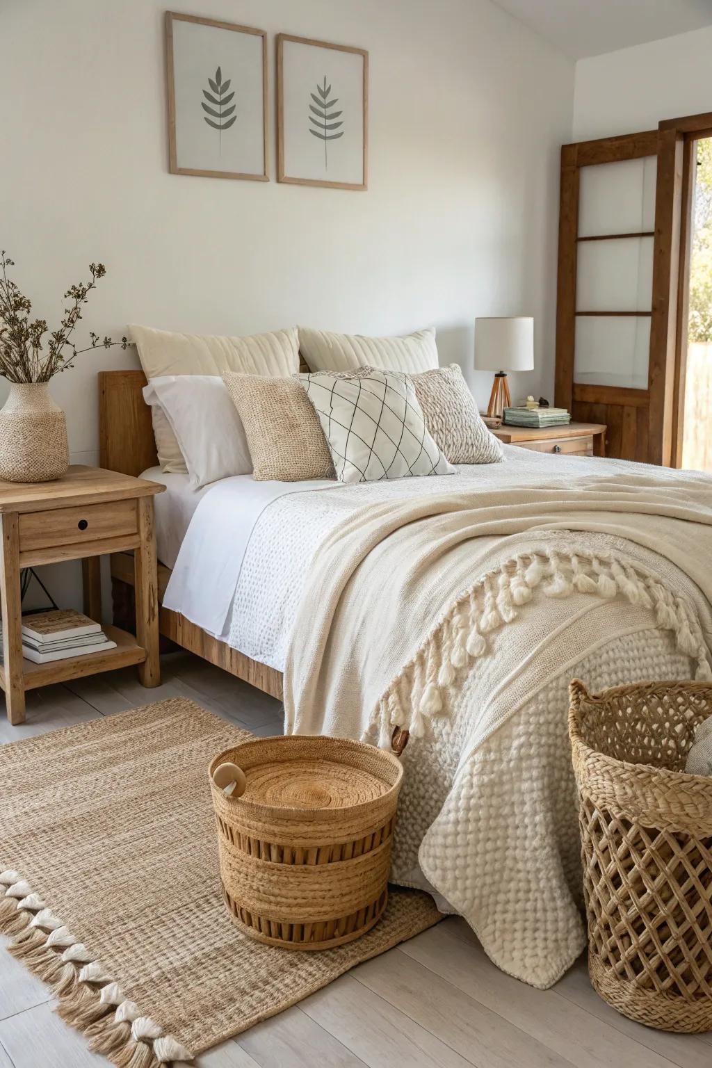 🌿 Embrace nature indoors with wooden accents and rattan details. #NaturalDecor #HomeInspiration