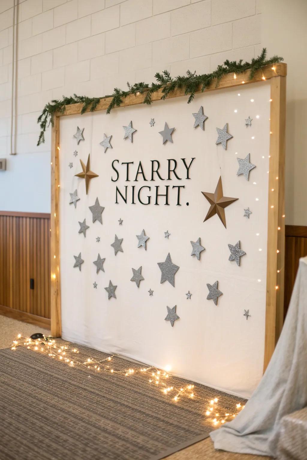 Dream big with a starry night border that dazzles and inspires.