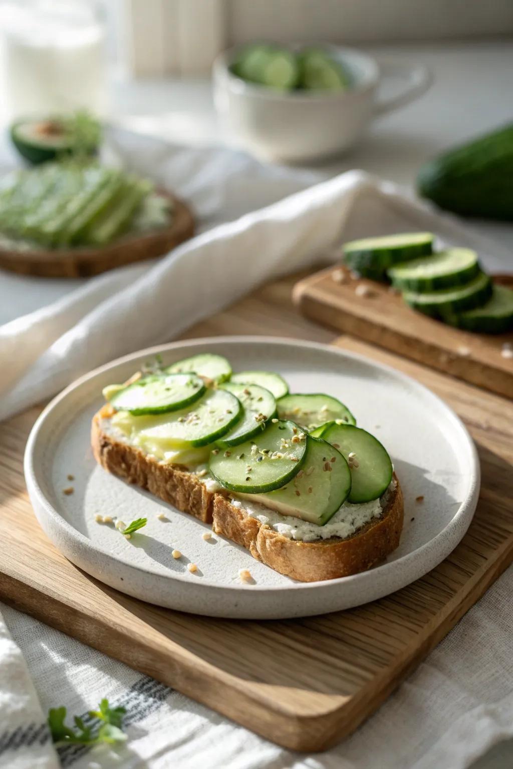 Embrace the richness of avocado with these vibrant cucumber sandwiches. 🥑 #AvocadoLove #BrunchVibes