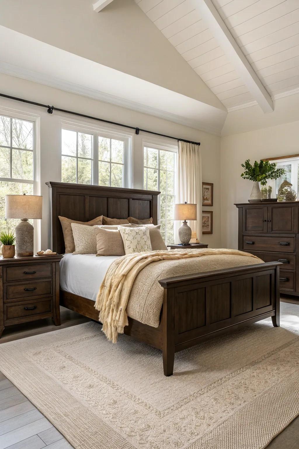 Create a tranquil retreat with earthy tones and dark brown highlights. 🌿 #BedroomDecor #CozyVibes #HomeInspiration