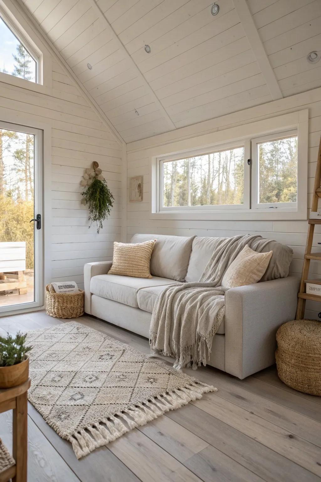 Create the illusion of space with a palette of light, calming neutrals.