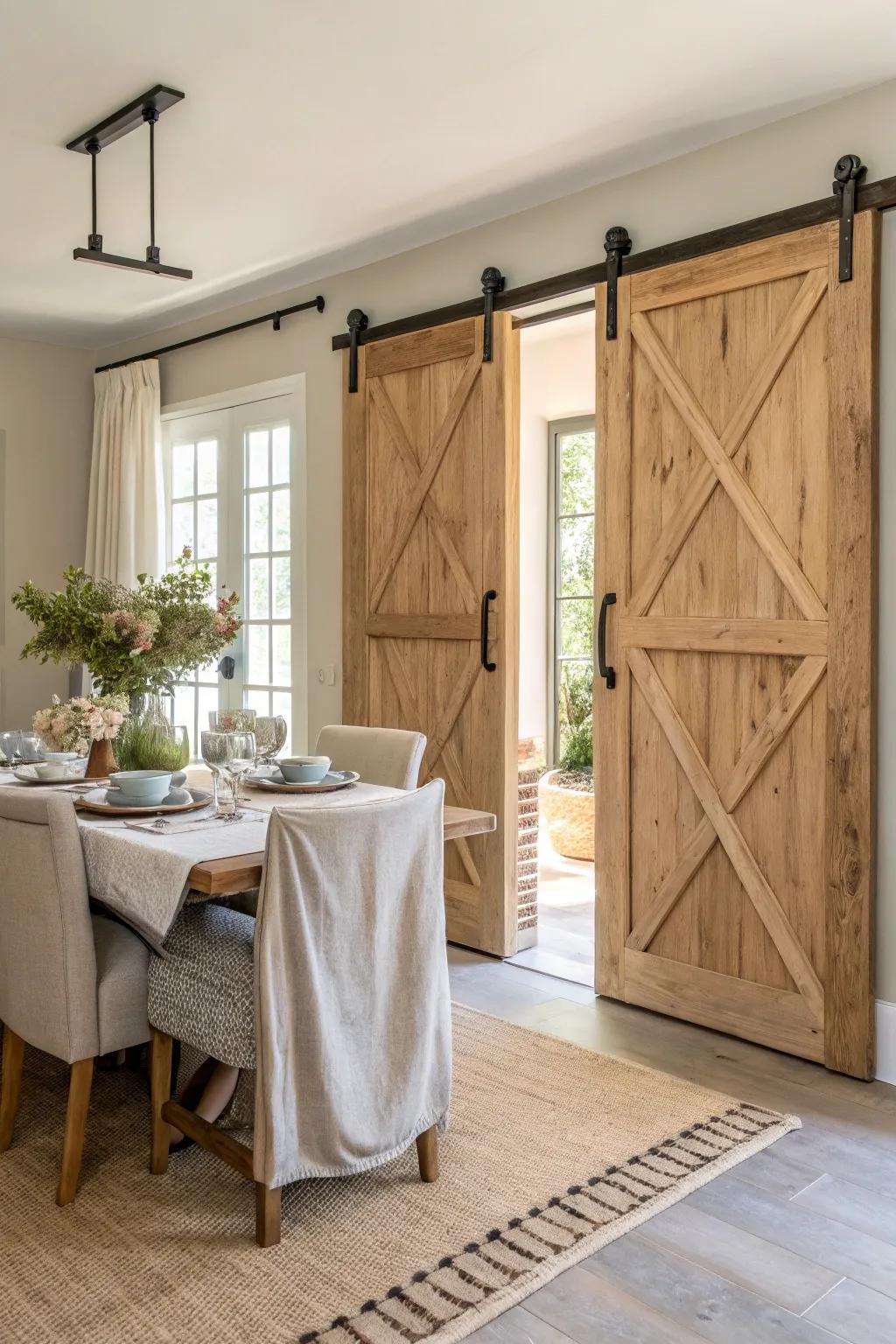 Slide into rustic charm with barn doors that make a bold statement. 🌿 #RusticDecor #BarnDoors