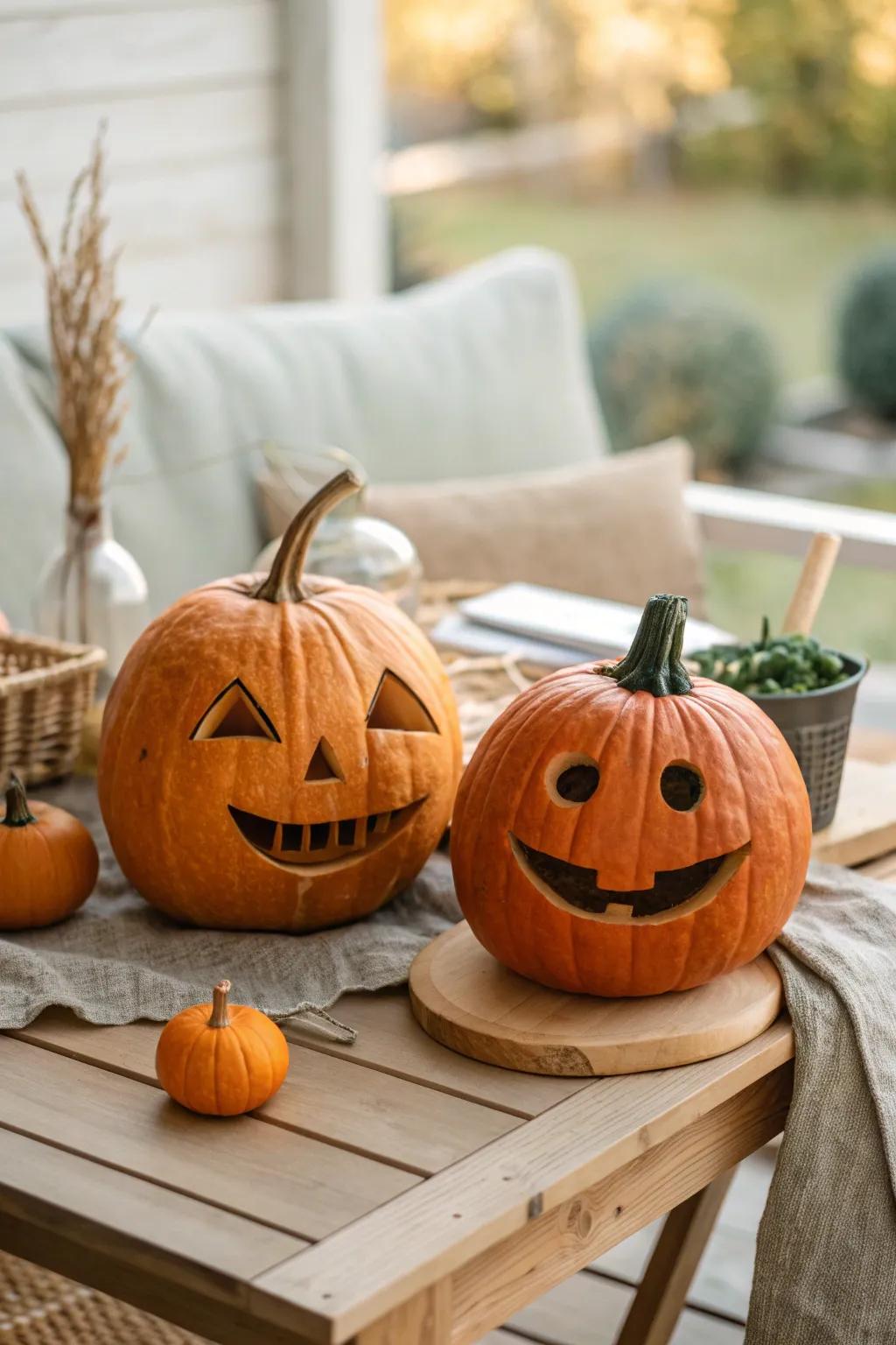 These playful pumpkin twins are ready to bring a bit of mischief to your autumn display. #AutumnFun #PlayfulPumpkins