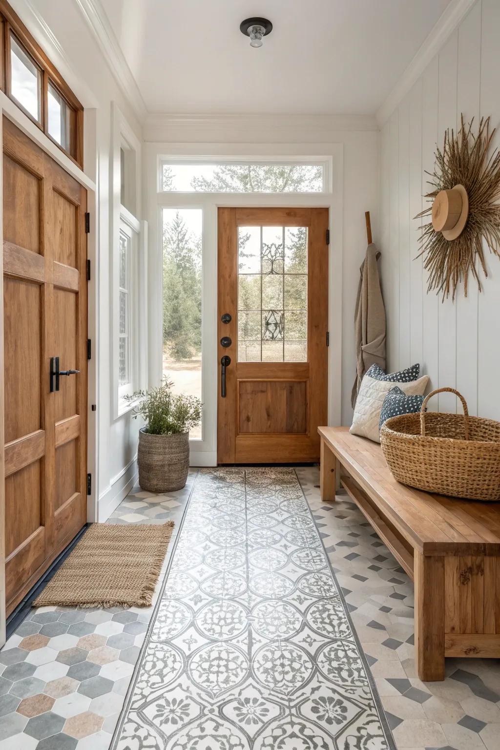 A blend of materials adds depth and character to your entry, making it truly unique. 🌿 #EntrywayDesign #HomeInspiration
