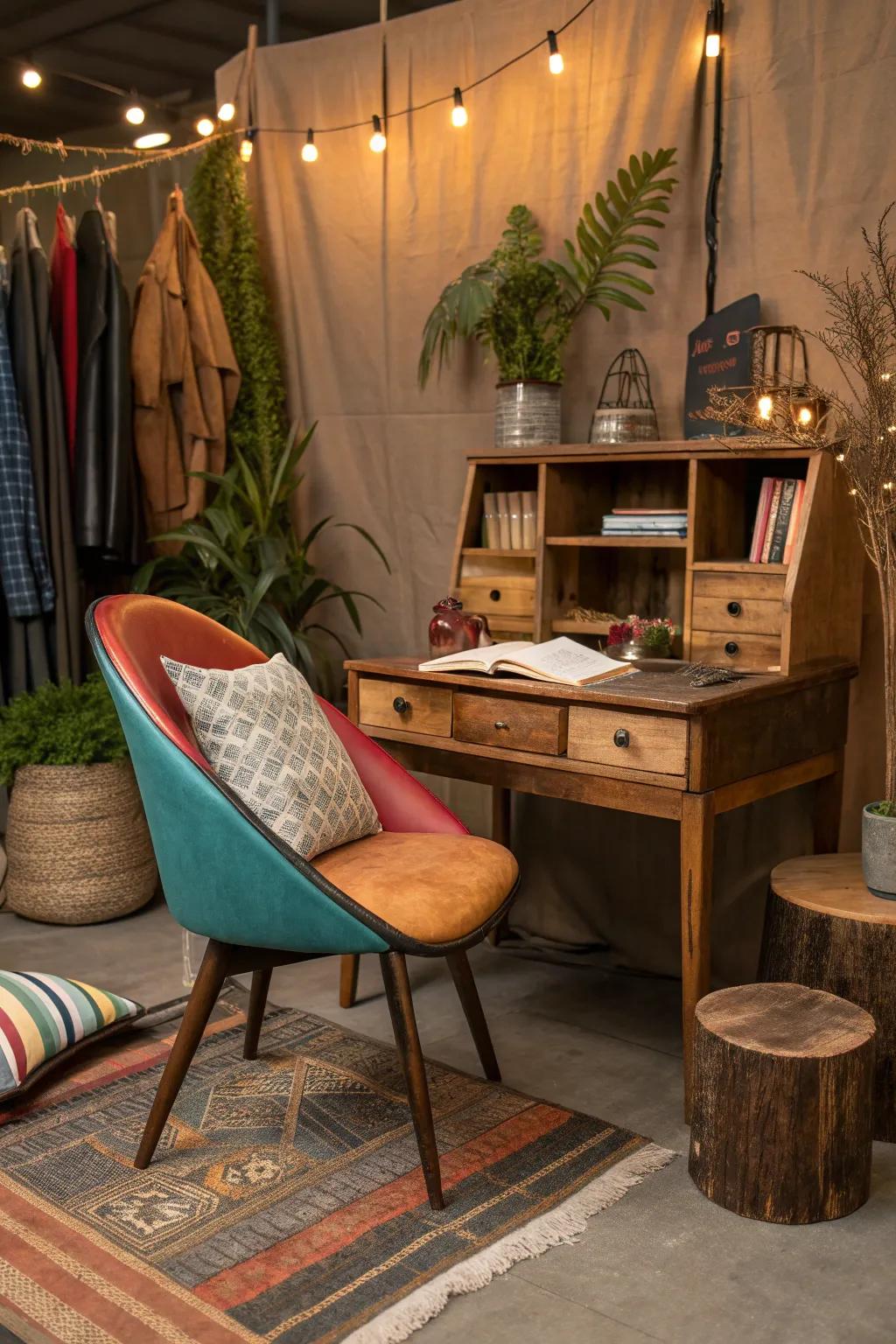 Let unique furniture pieces make a statement and personalize your workspace. #OfficeDecor #UniqueFurniture #InteriorInspiration