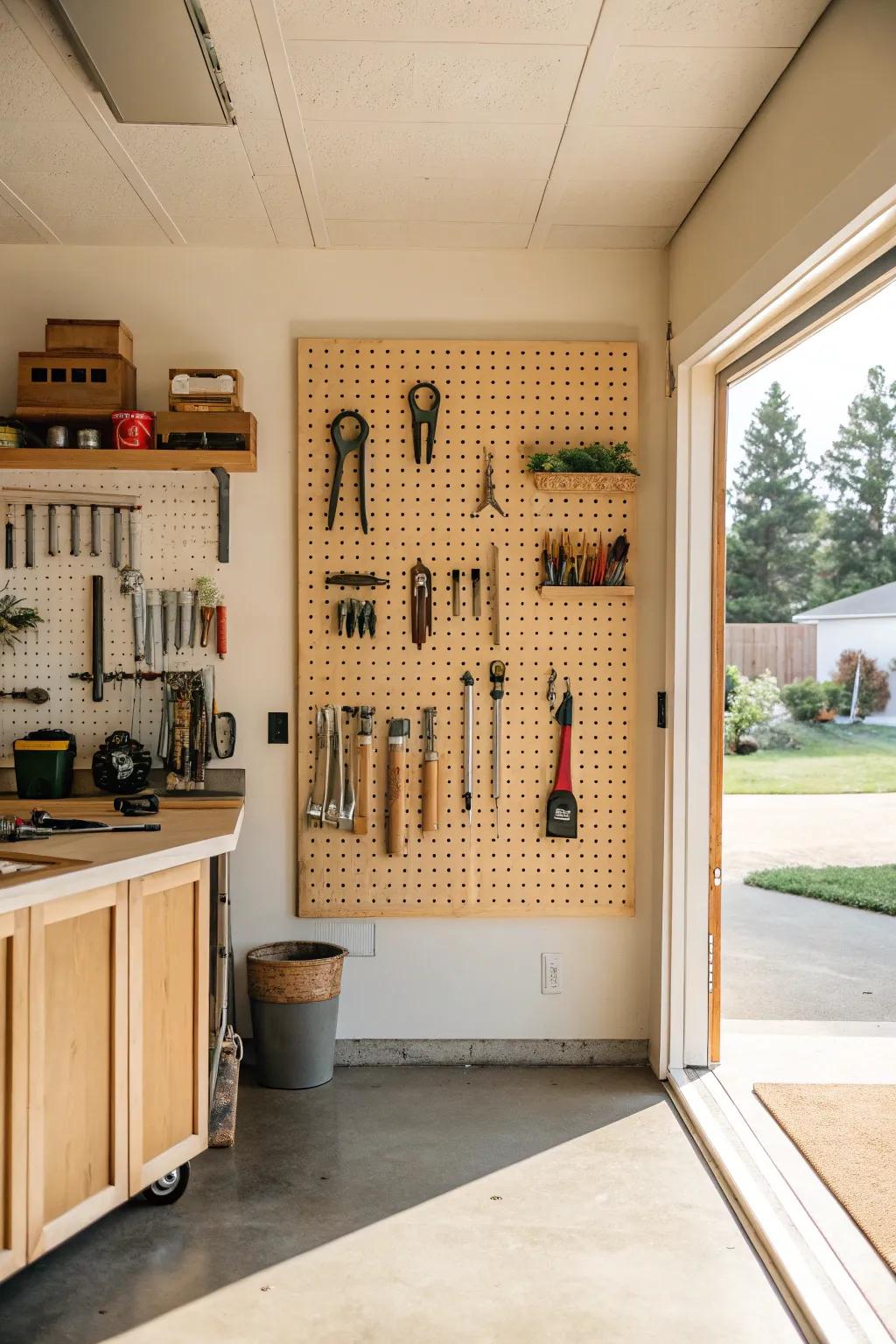 Turn your tools into wall art with a versatile pegboard storage system. 🛠️ #GarageOrganization #DIYStorage
