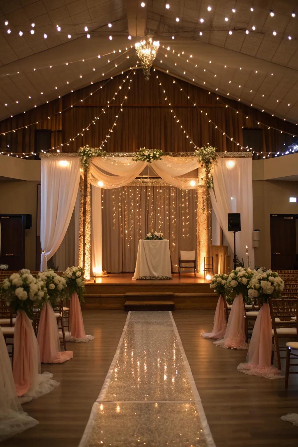 Add magic to your ceremony with a canopy of twinkling lights ✨ #FairyTaleWedding #TwinklingLights