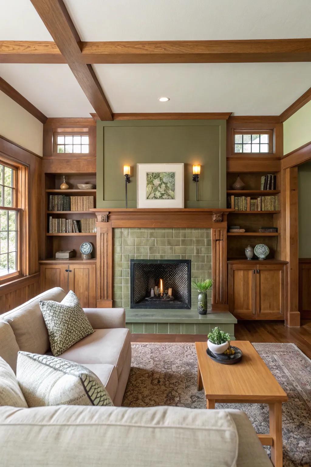 Earthy tones wrap your living room in warmth and comfort, perfectly complementing wooden elements.