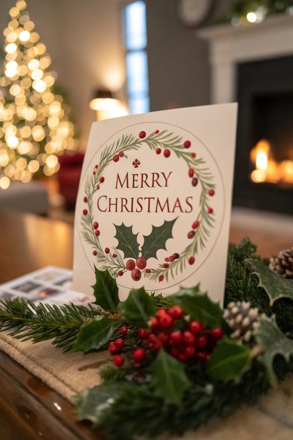 Add a classic touch with holly and berries to your Christmas logo for a warm, festive feel. #HollyAndBerries #HolidayLogo #WarmFestivity