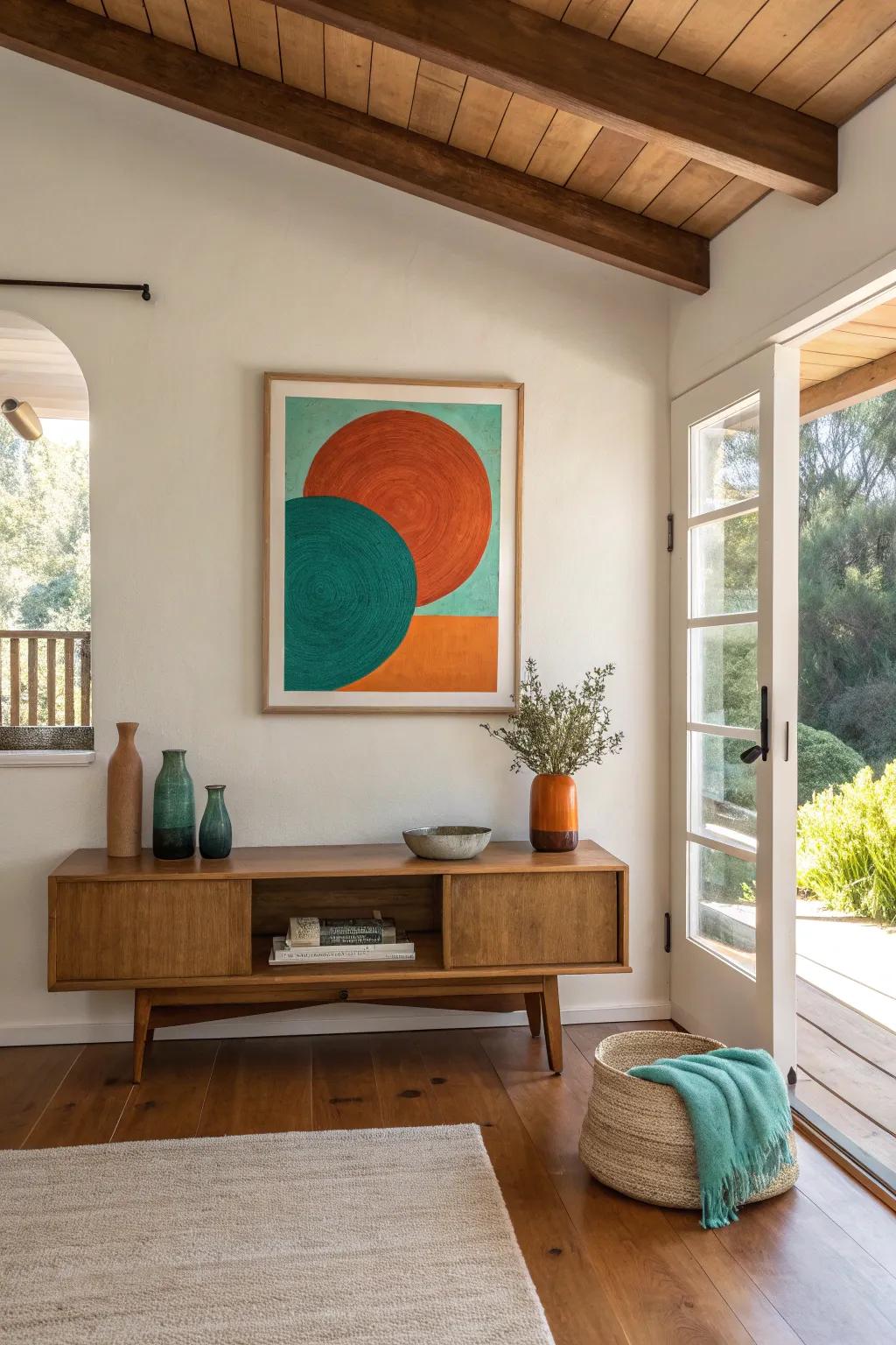 Bring your space to life with a vibrant mix of earthy and bright colors for that classic mid-century feel. 🌿🎨 #ColorPalette #MidCenturyModern