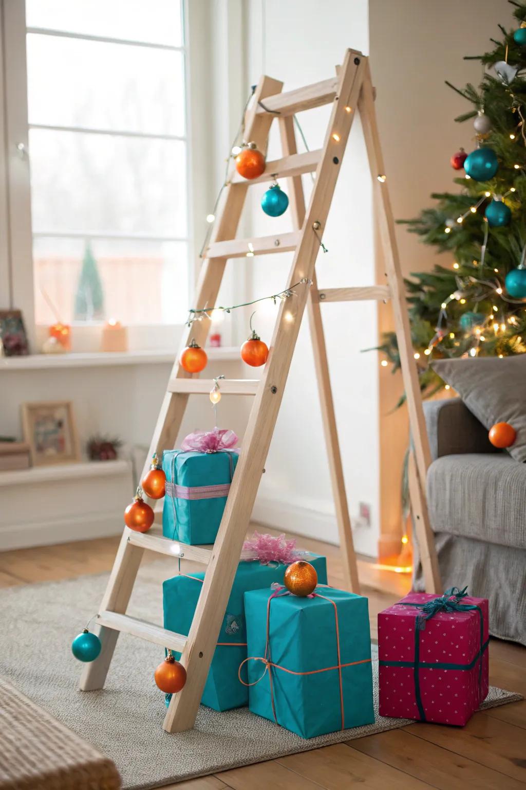 Add a festive flair to your home with holiday-themed mini ladder decor. 🎄✨ #HolidayDecor #FestiveIdeas