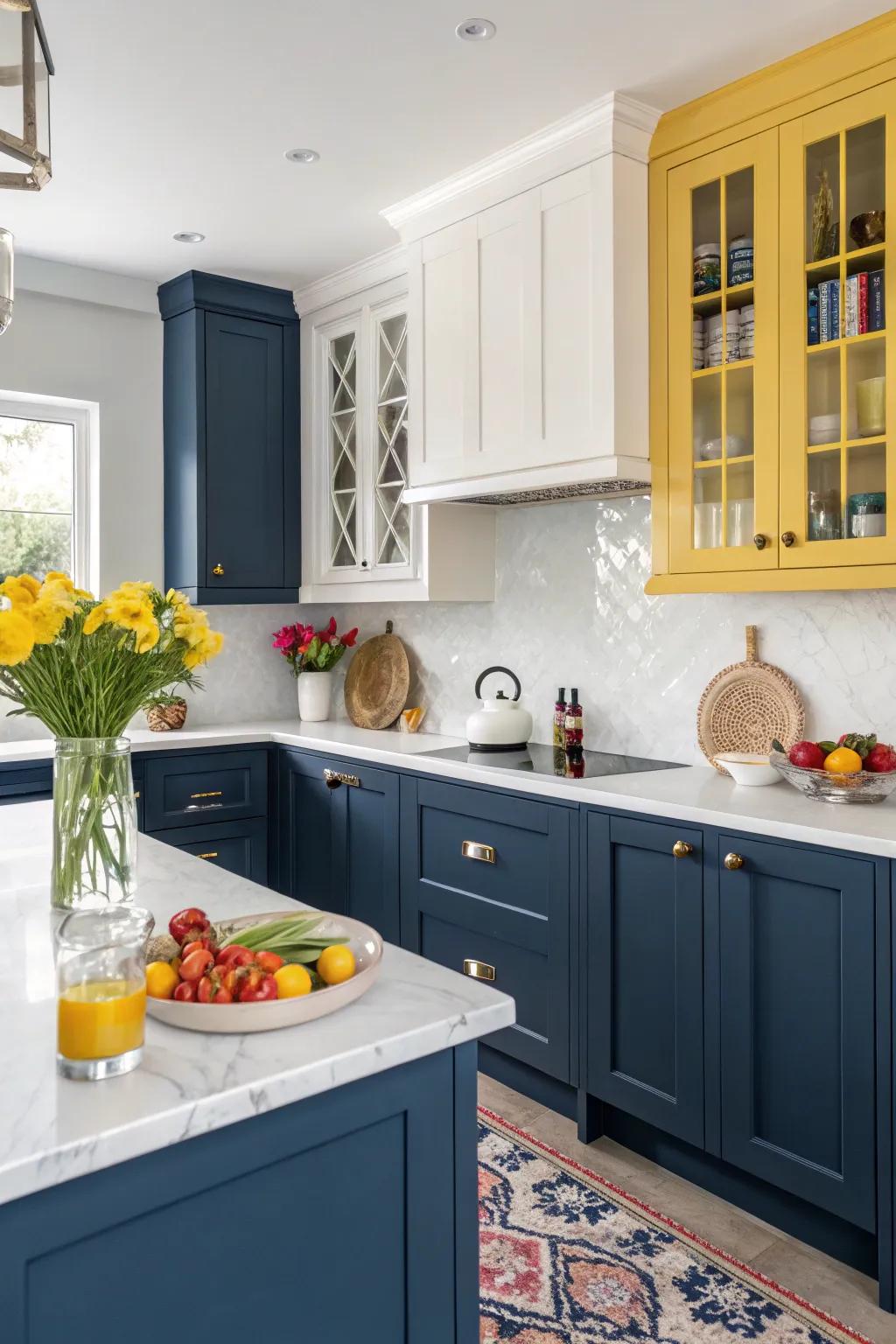 Brighten your kitchen with pristine white countertops that offer a sleek and modern finish.