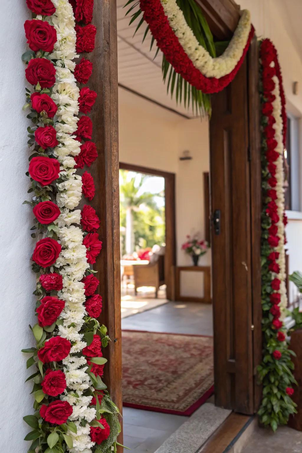 Drape your home in floral elegance with fragrant garlands. 🌸 #FloralDecor #OnamVibes