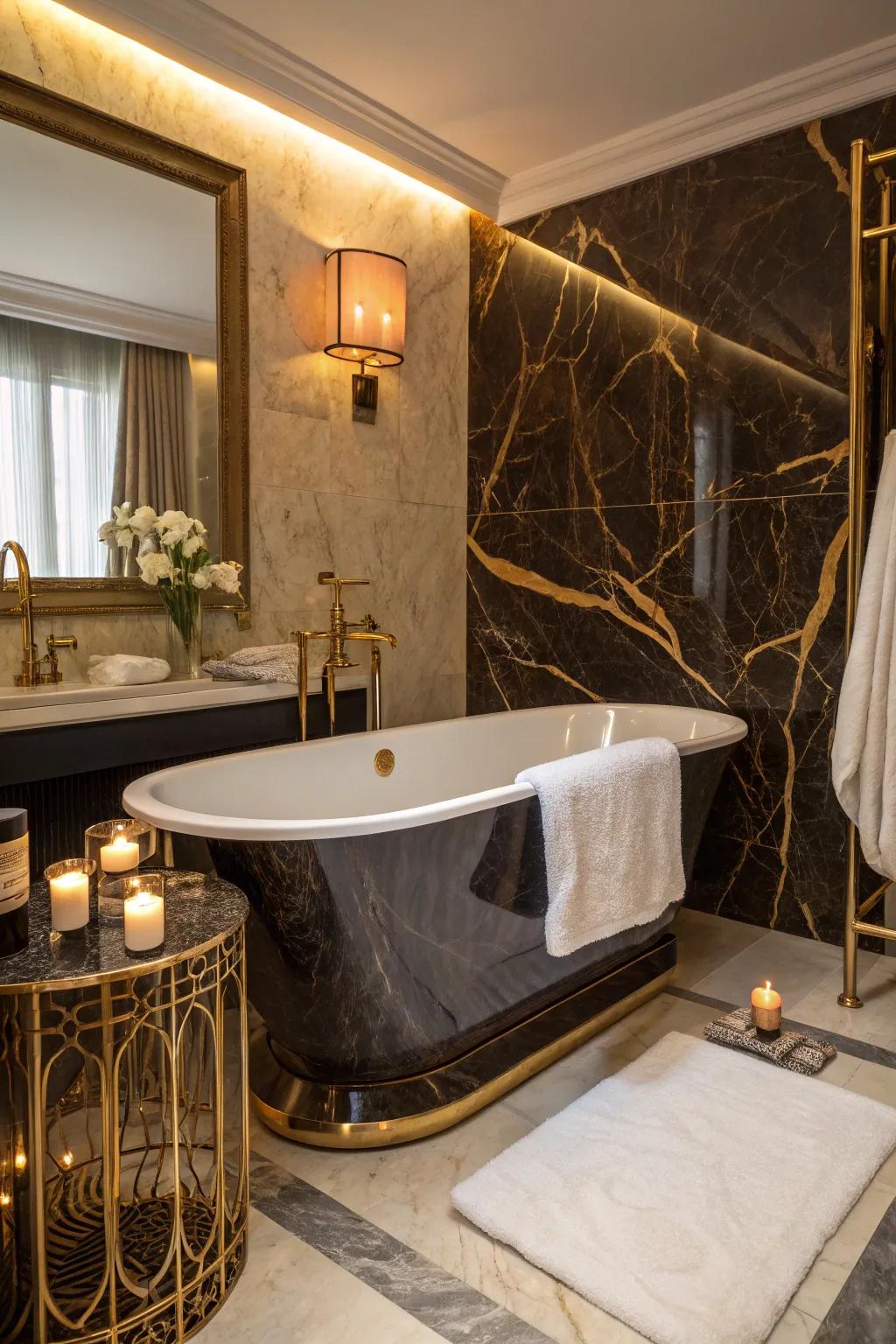 Elevate your relaxation with a stunning freestanding onyx bathtub, the ultimate luxury statement. 🛁✨ #BathroomLuxury #OnyxBath