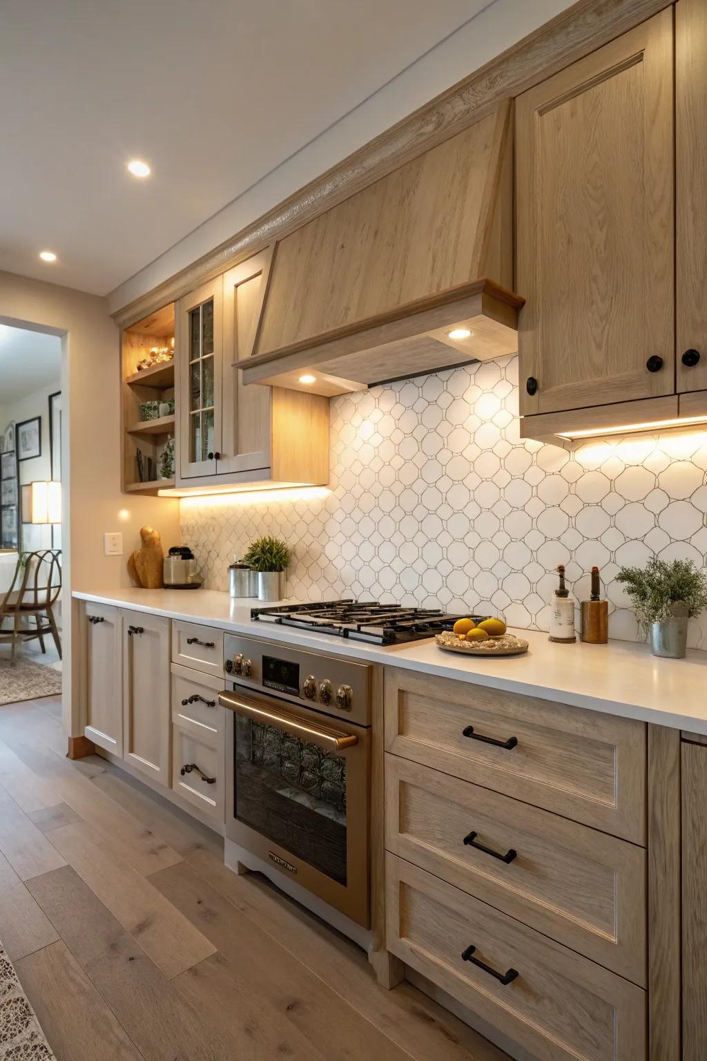 Enhance your kitchen's functionality with under-cabinet lighting that illuminates your cooking area.