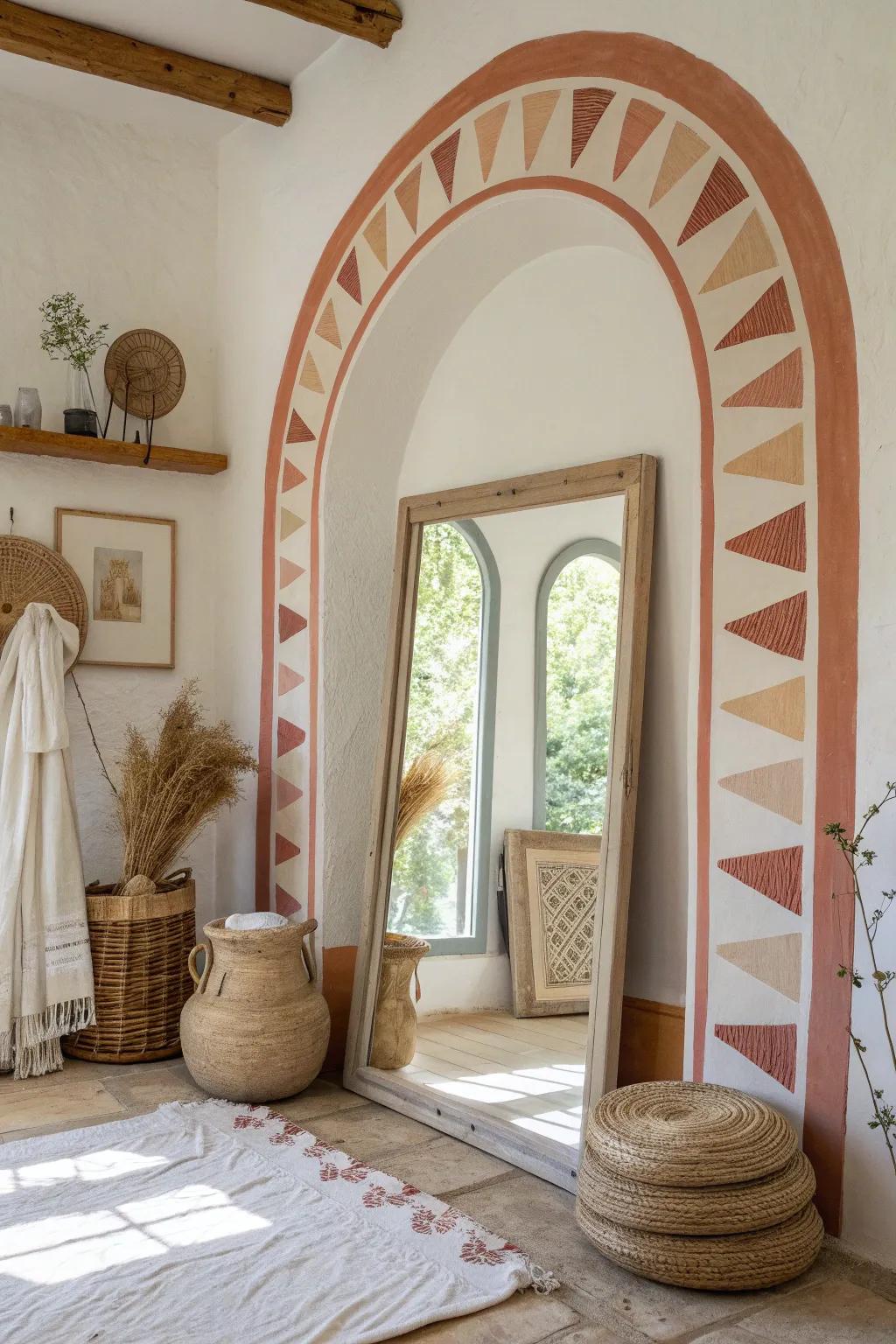 Elevate your archway with accent features like mirrors and art for a captivating visual effect.