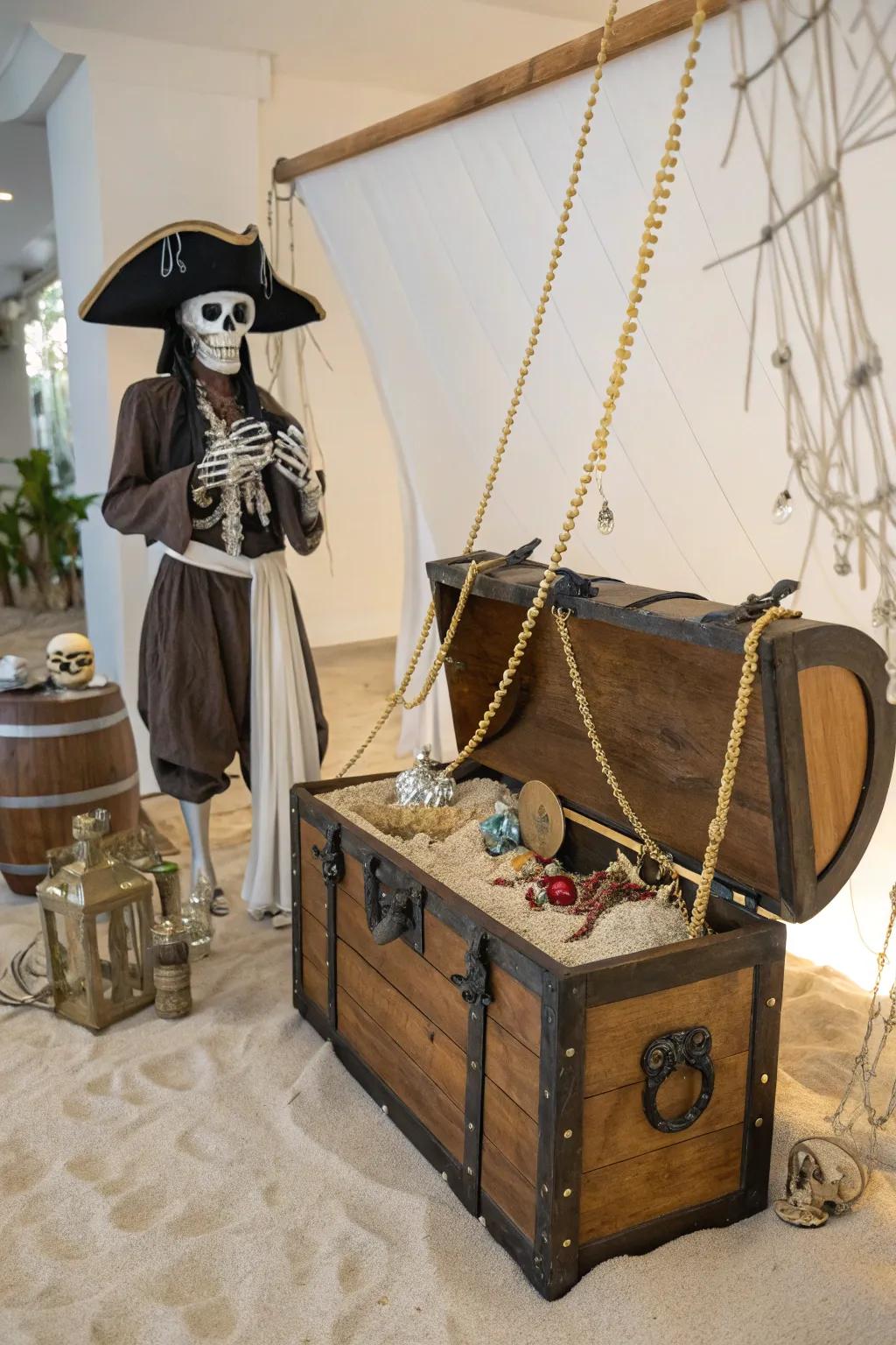 Skeleton pirates stand watch, ensuring your trunk is the talk of the town. #HalloweenFun #TrunkOrTreat #PirateParty